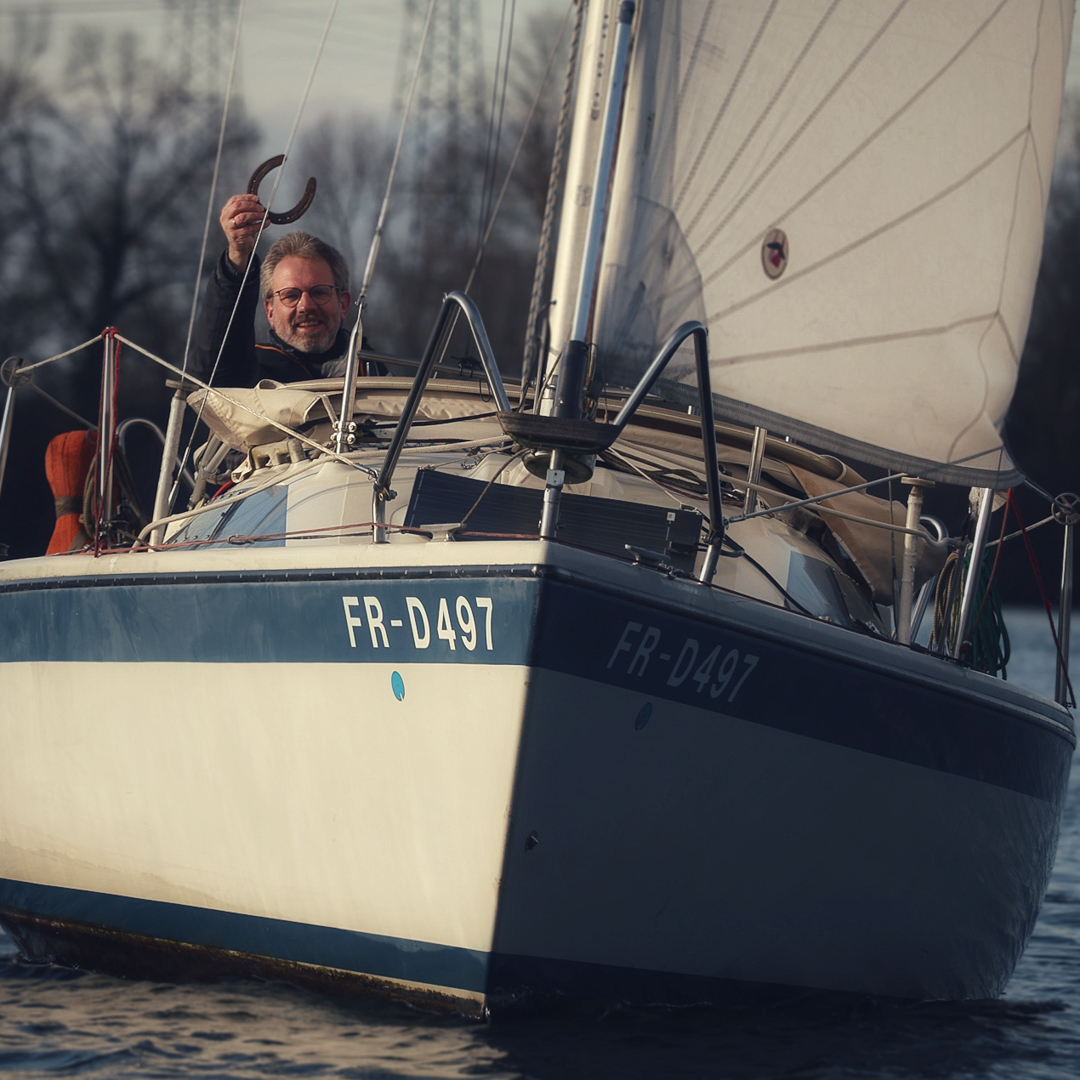 Neujahrs-Ansegeln auf dem Oberrhein bei Kehl/Straßburg